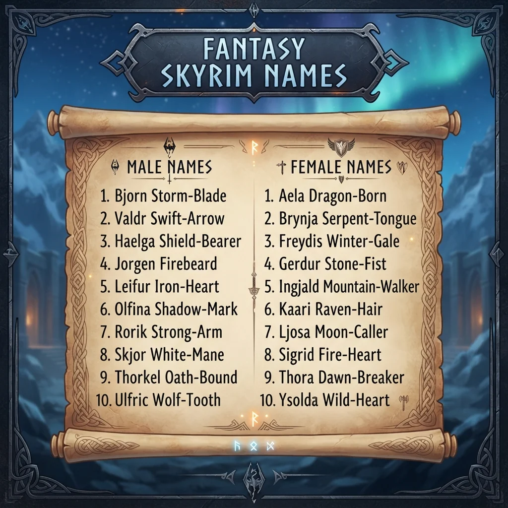 Fantasy Skyrim Names