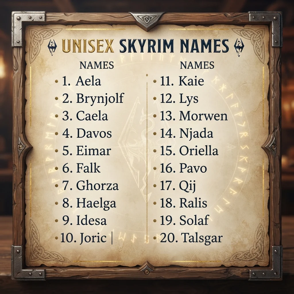 Unisex Skyrim Names
