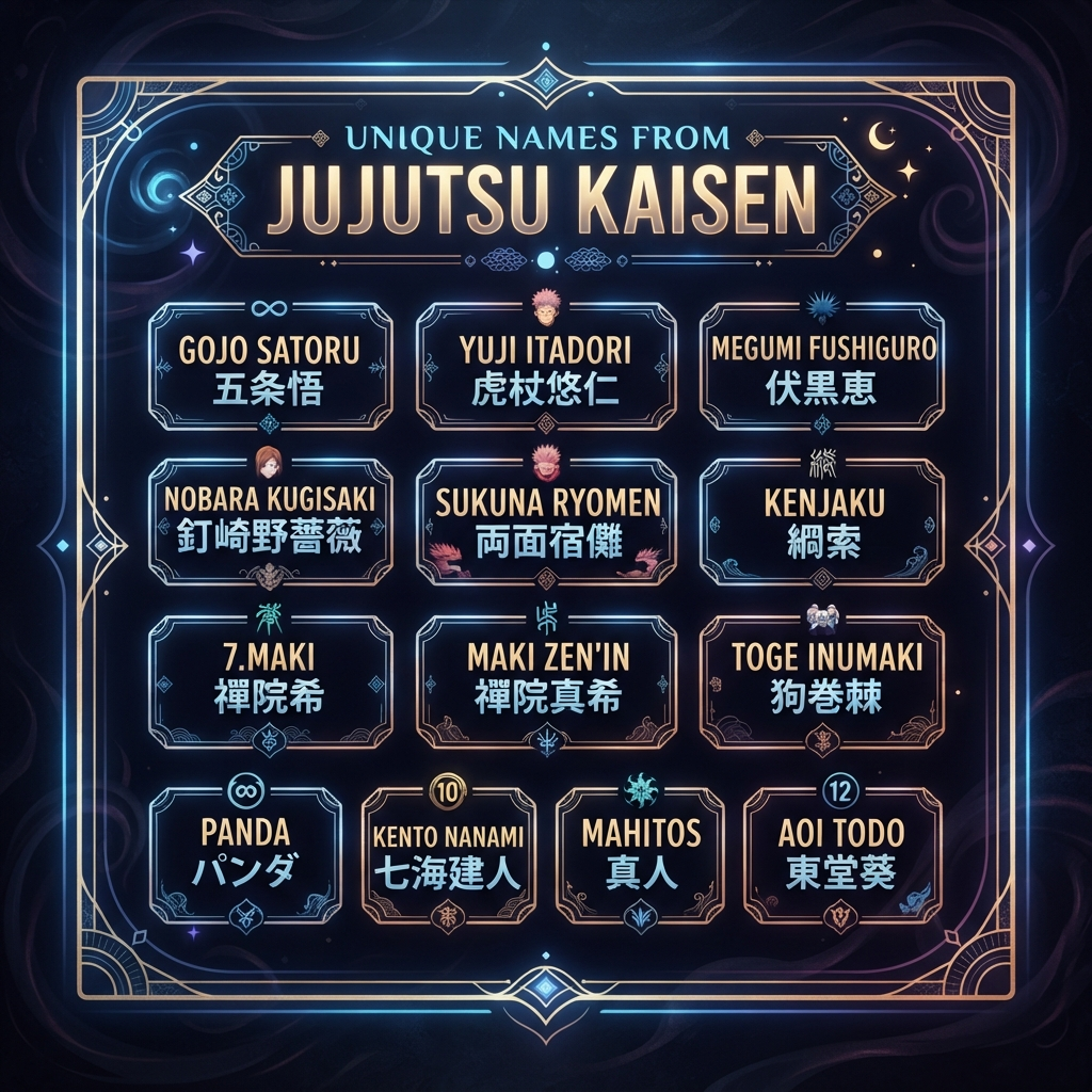 Unique Names from Jujutsu Kaisen