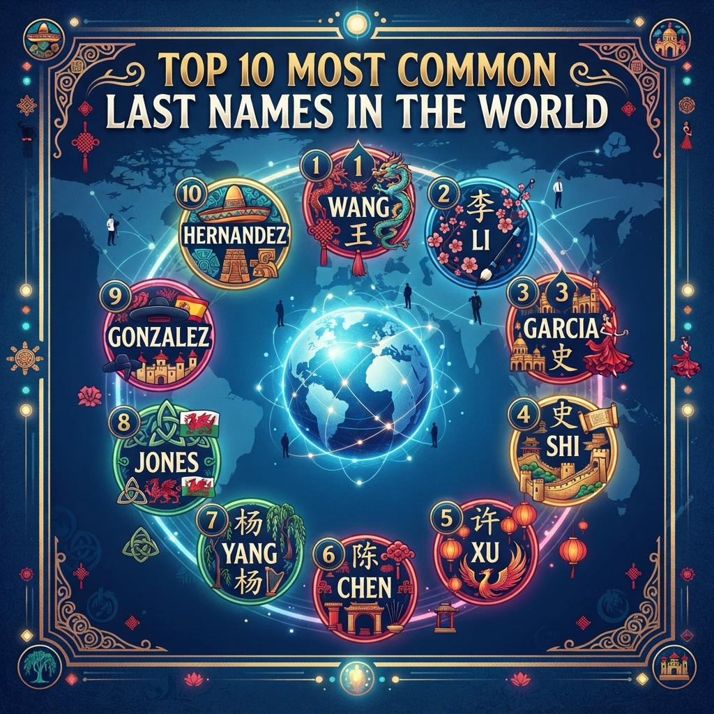 Top 10 Most Common Last Names in the World