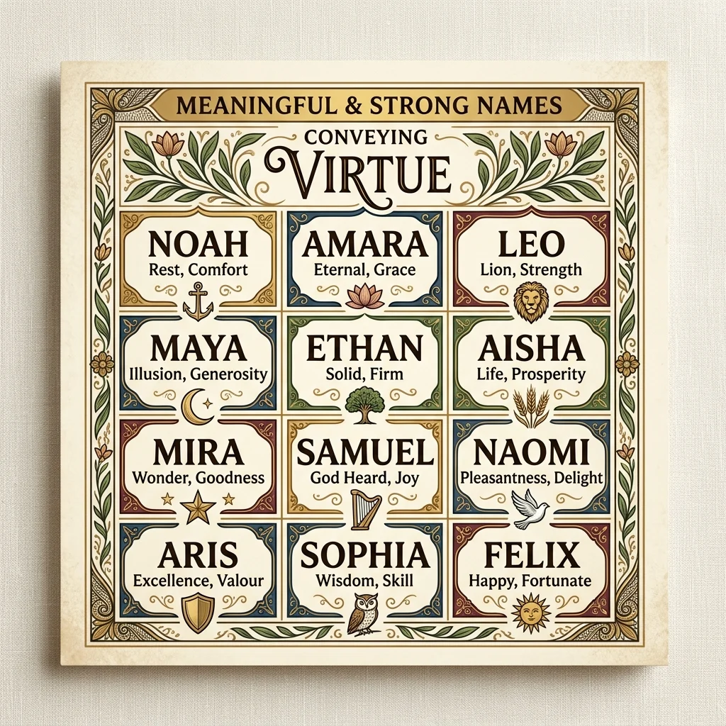 Meaningful and Strong Names Conveying Virtue