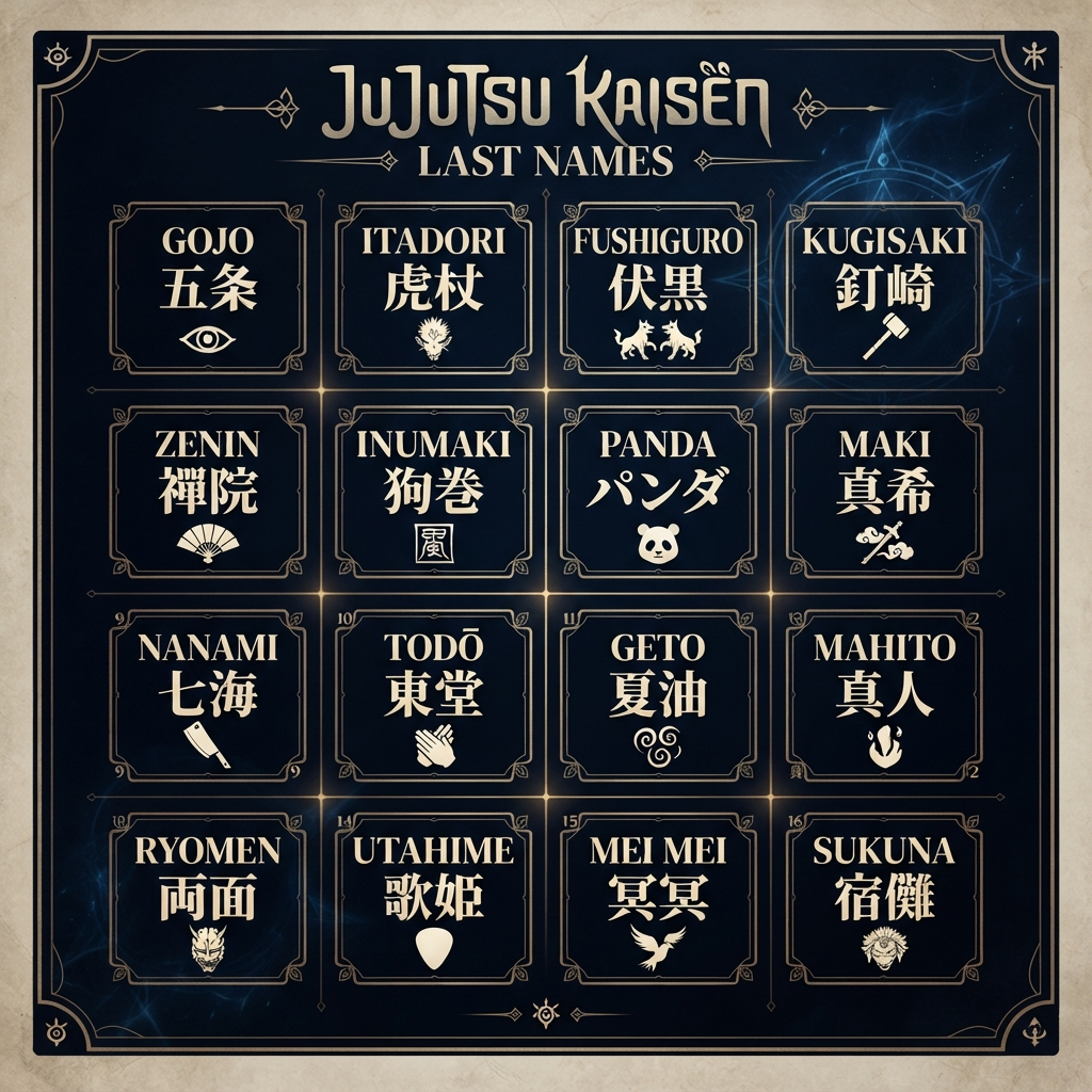 Jujutsu Kaisen Last Names