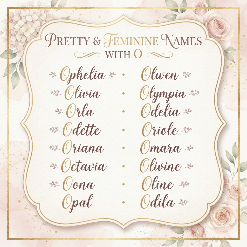 Pretty & Feminine Names with O