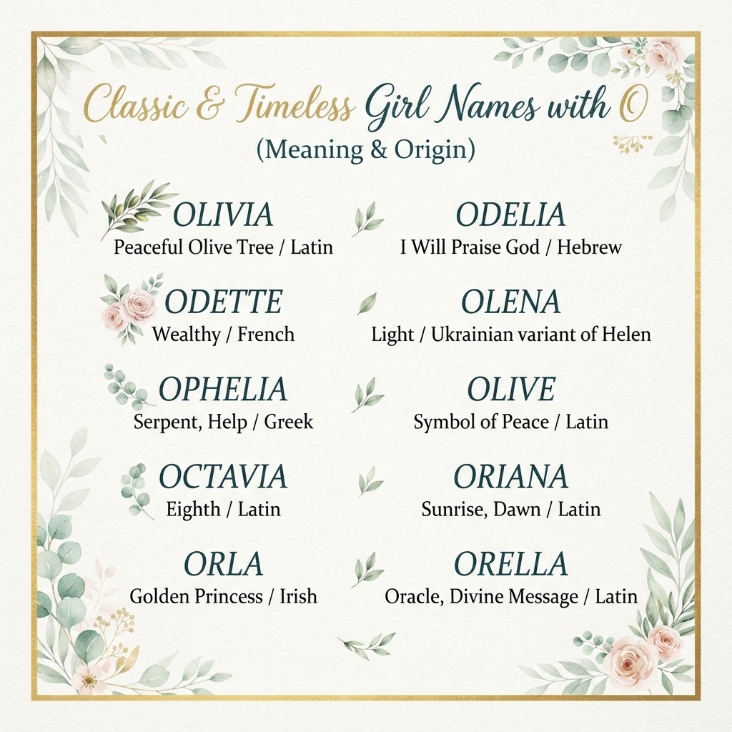 Classic & Timeless Girl Names with O