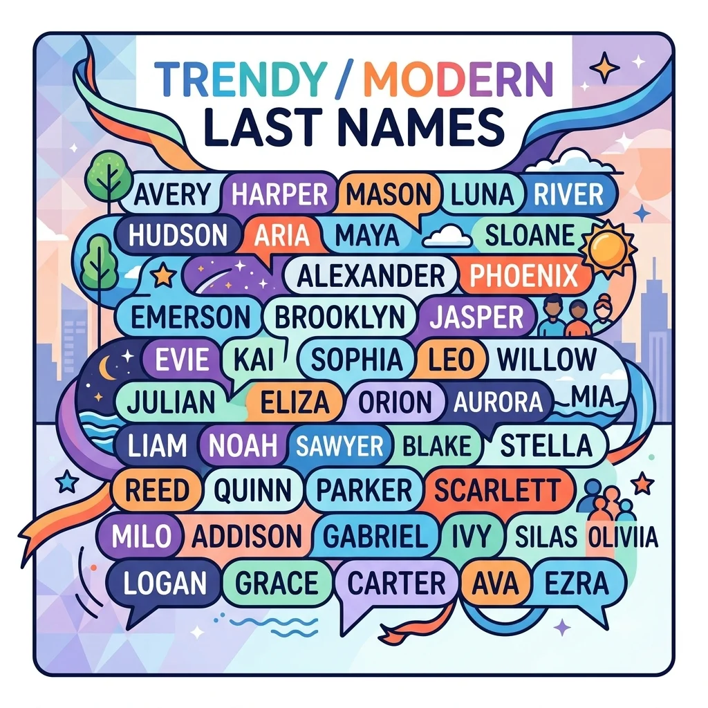 Trendy / Modern Last Names List