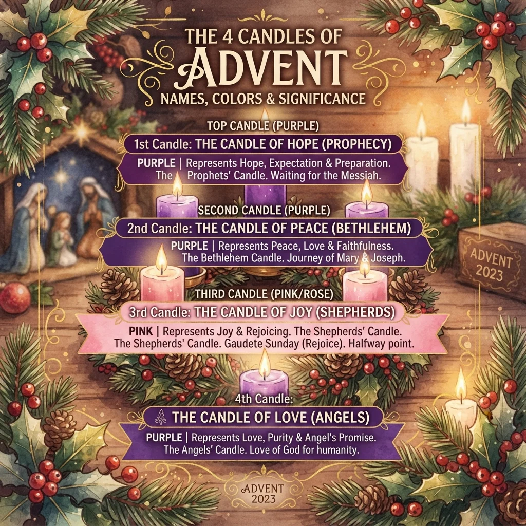 4 Candles of Advent Names and Colours