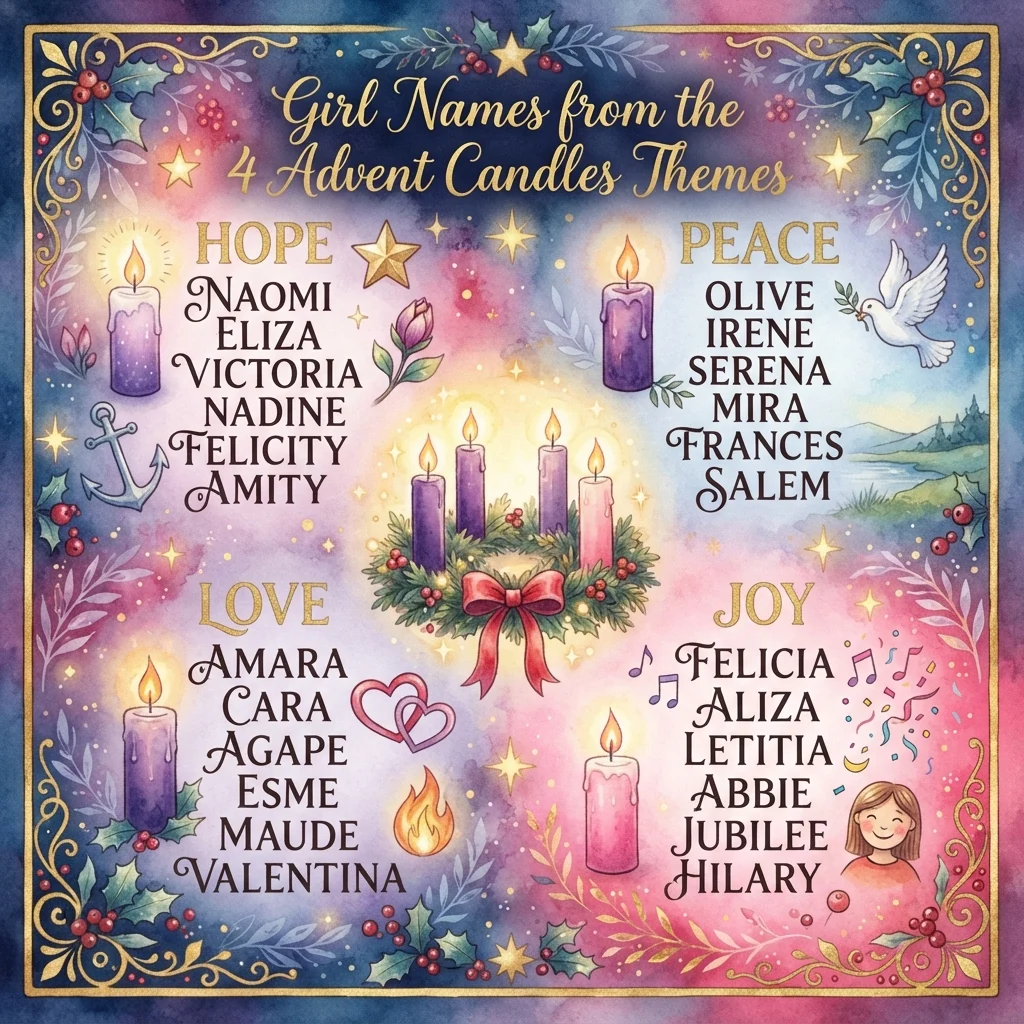 Girl Names from the 4 Advent Candles Themes