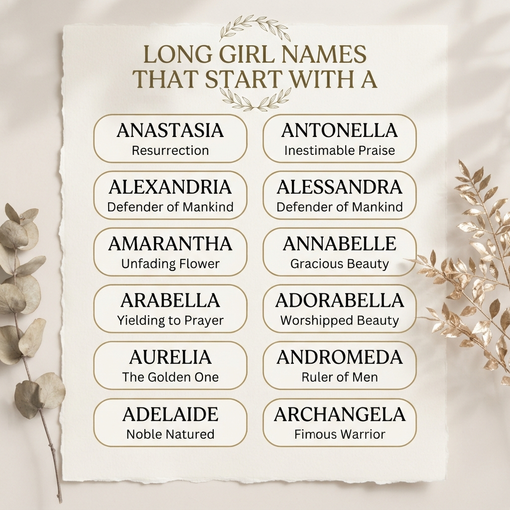 Long Girl Names That Start With A