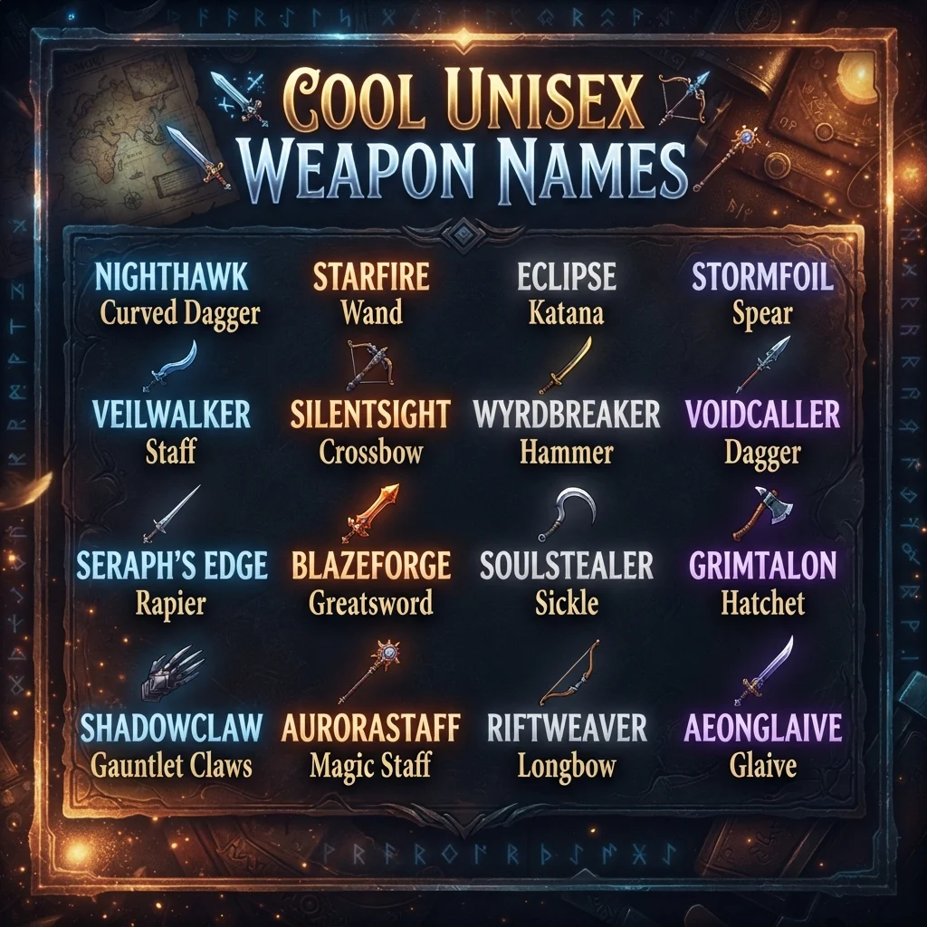Cool Unisex Weapon Names