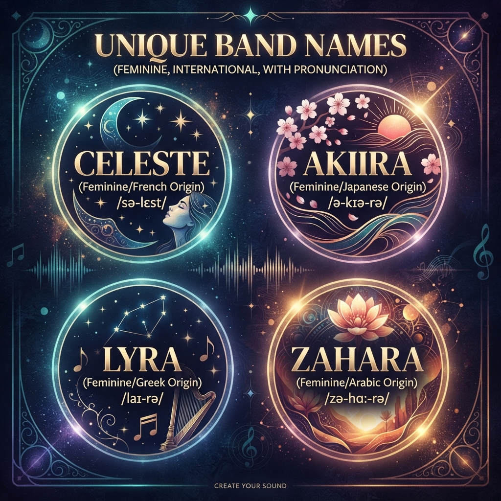 Unique One Word Band Names (Feminine, International, With Pronunciation)