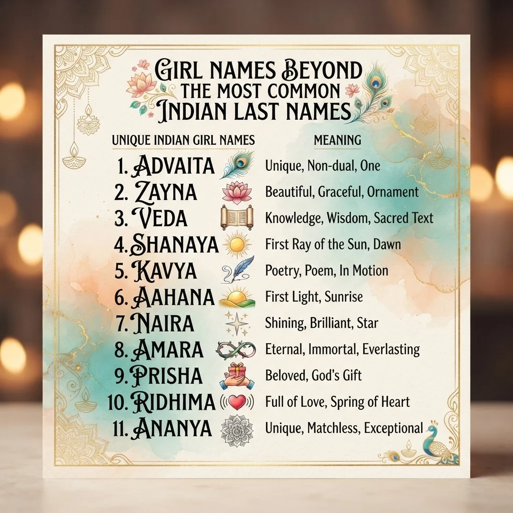 Girl Names Beyond the Most Common Indian Last Names