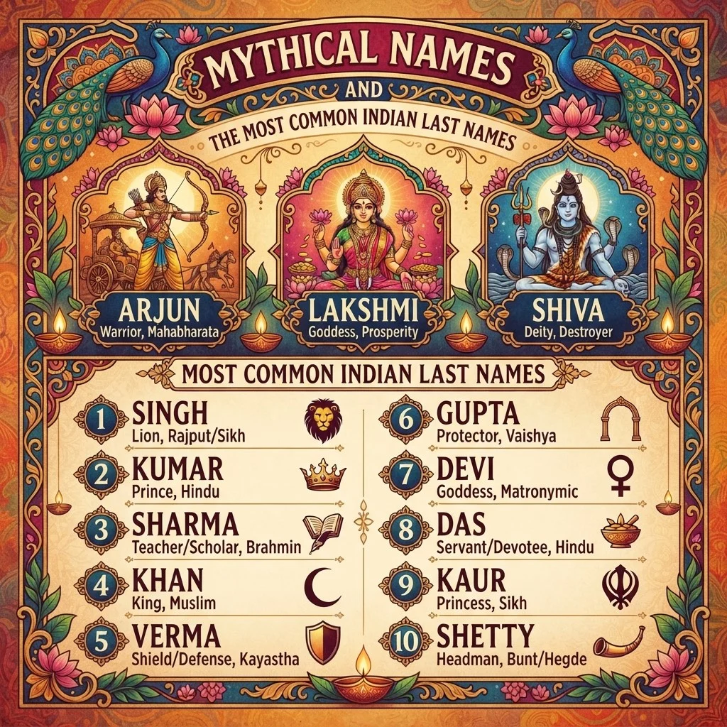 Mythical Names and the Most Common Indian Last Names