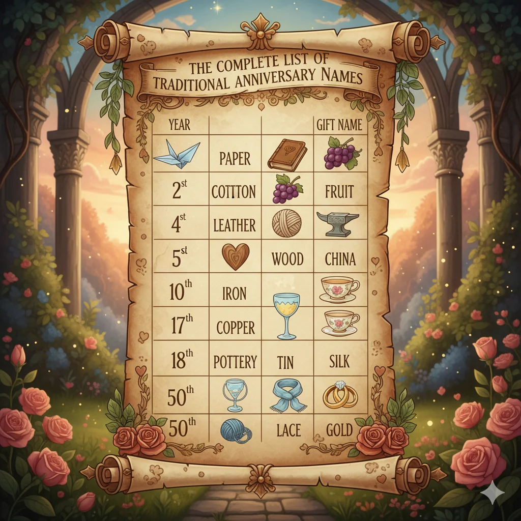 The Complete List of Traditional Anniversary Names